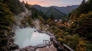 Hakone Yunohana Prince Hotel sulfur onsen outdoor bath