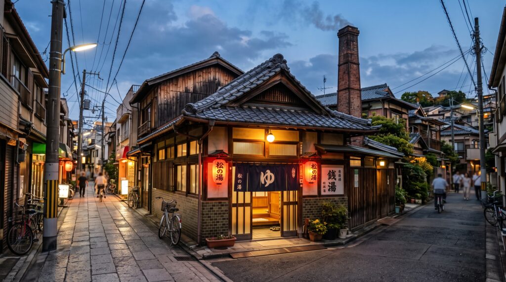 Kamata Onsen retro Tokyo bathhouse exterior