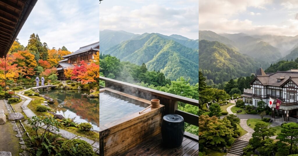 Comparison of Gora Kadan, Kino-yu Setsugekka, and Fujiya Hotel private onsen baths